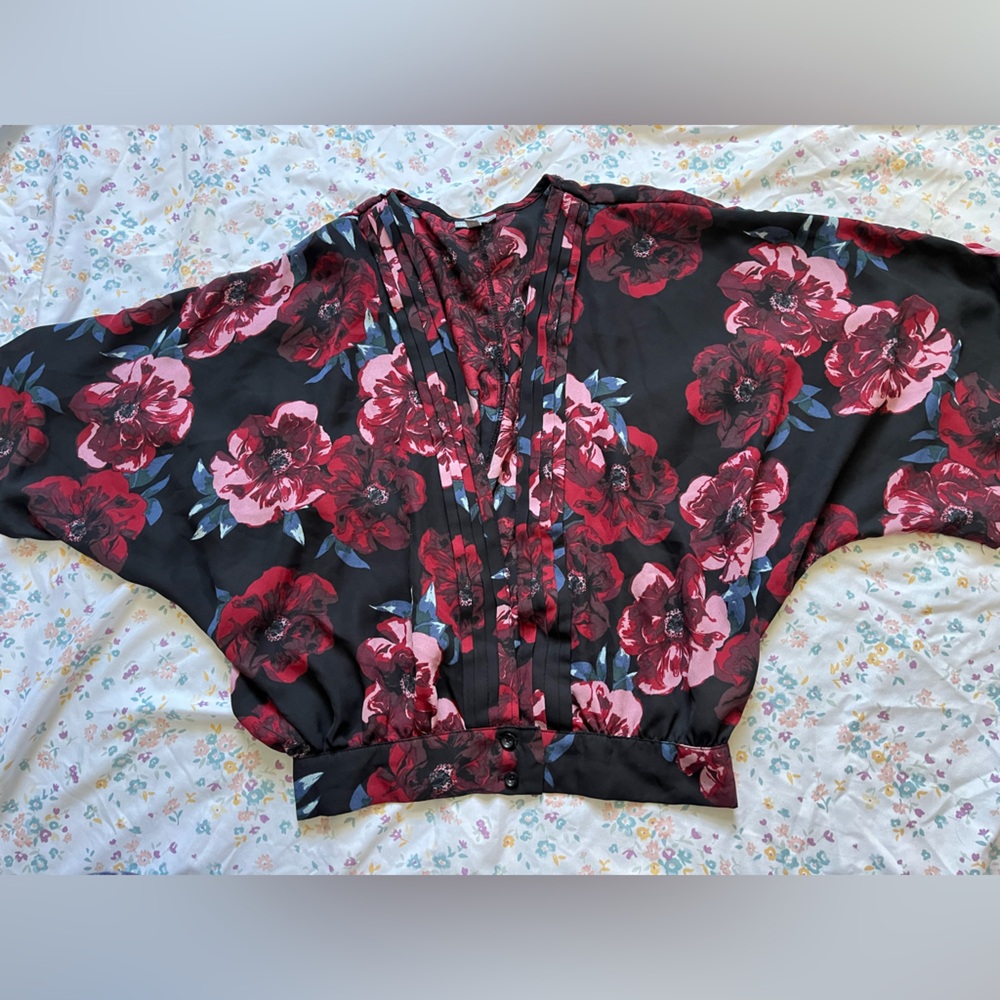 Charlotte Russe Black and Red Floral Top